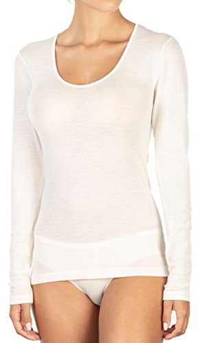 EGI Damen-T-Shirt 85 % Wolle und 15 % Seide mit glattem Ausschnitt, langärmlig