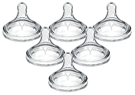 Dr. Brown's Natural Flow Y-Cut Weithals-Babyflasche aus Silikon, ideal für dickere Flüssigkeiten, ab 9 Monaten, 100% Silikon, 6 Stück (1 Stück)