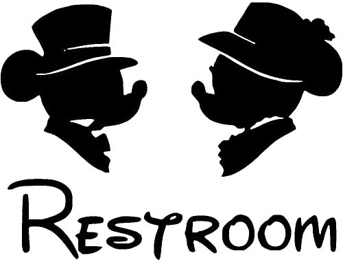 Mickey Inspired Elegant Mouse Novelty Toilet/Restroom/Bathroom Door Sticker Wall Decal (Black)