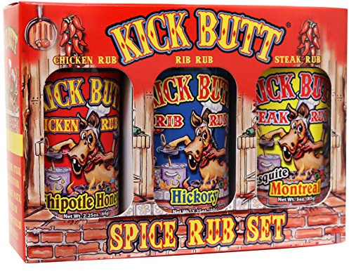 Juego de regalo Kick Butt - Trío de frotamiento para barbacoa