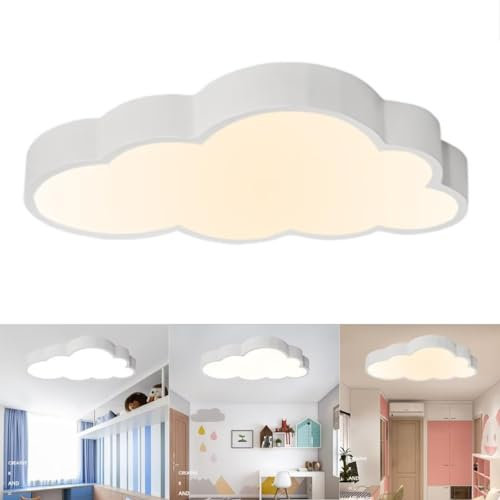GUANSHAN 36W Ultra Thin 5cm LED Deckenleuchte Kinderzimmer Deckenleuchte Dimmbar Clouds Deckenbeleuchtung Cloud Lampe Mit Fernbedienung Für Jungen Mädchen Schlafzimmer, Kindergarten