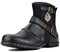 COWSDELLA Stivali da uomo in pelle con suola in gomma Stivali da Moto da Motociclista Cowboy con cerniera Stivaletti Classico CD-5008-1，Nero，Mens Size EU44