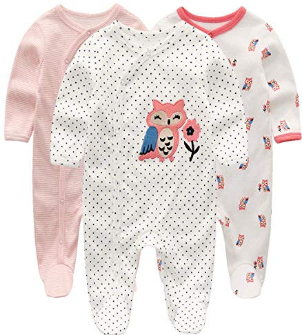 Chamie Baby Footies Bodys Strampler Langarm für Jungen Mädchen Baumwolle 0-3m/3-6m/6-9m/9-12m Gr. 3 Monate, Design8