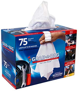 Grab•a•Rag Microfiber Cleaning Cloth, Soft Highly Absorbent Lint-Free Streak-Free Reusable Microfiber Towel Wipes for House, Kitchen, Bathroom, Car, Electronics, TV Screen, Pack of 75 (11.7 x 12.3)…