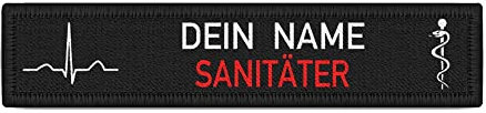 Copytec SANITÄTER Dein Name QRS Komplex Patch Herzlinie Feuerwehr Rettungdienst #37072