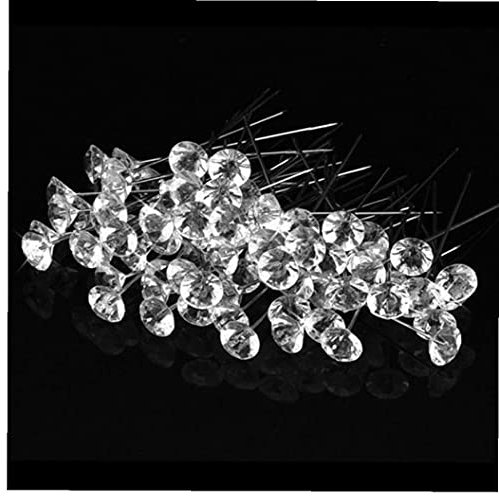 Onsinic 100pcs Strass Kopf Stecknadeln Corsages Pins Bekleidung Nähen Nadeln Traight Pins 40x6mm