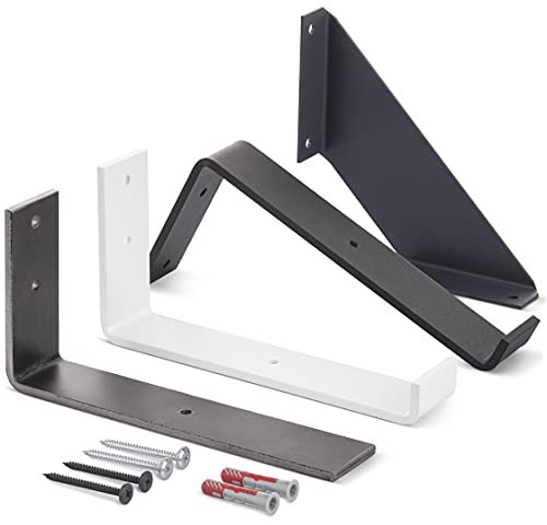 LAMO Manufaktur Metall Regalträger für Wandregal, Regalhalter Industrial, Schwarz 20x10x4 cm, 1 Stück, LLR-J-200-9005