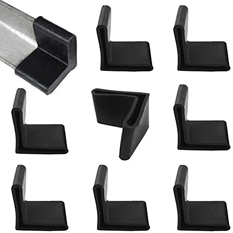 HJYZY 20 Stück L-Winkelfüße für Winkelprofile Stuhlbeinkappen Eckschutz Abdeckung Schutzkappen Fußkappen Bodenschoner 50mm x 50mm Schwarz