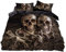 WFBZ Bedding 3D Totenkopf Bettbezug 135x200 cm 1 Kissenbezug 80x80 cm,Mikrofaser, Bettwäsche Mit Reißverschluss Für Erwachsene