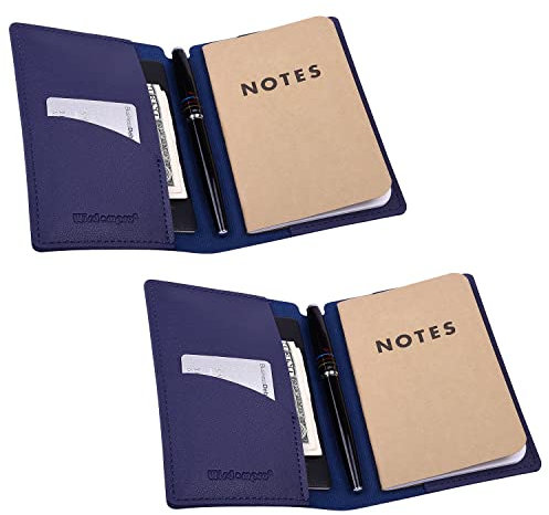 Wisdompro Tagebucheinband, PU-Leder, Notizbucheinband für Notizen, oder andere 8,9 x 14 cm, Blau, 2 Stück
