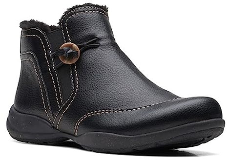 Clarks Femme Rose Opale Bottes Tendance, Cuir Noir, 41 EU