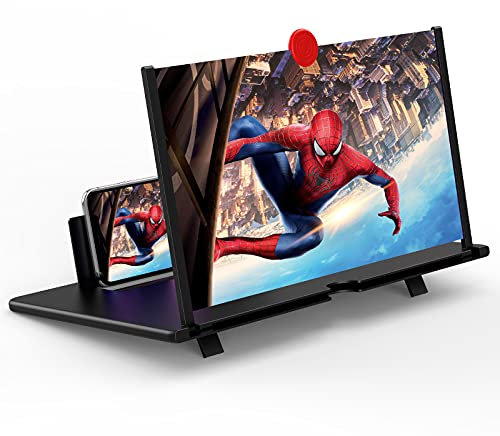 16 Screen Magnifier –3D HD Mobile Phone Magnifying Projector Screen Enlarger for Movies, Videos, and Gaming–Foldable Phone Stand with Screen Amplifier–Supports All Smartphones (Black-16Inch)