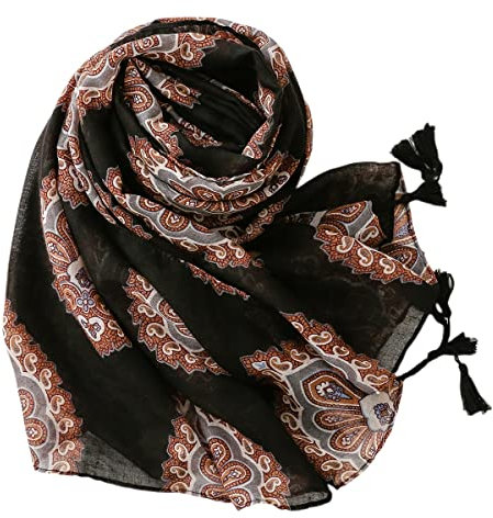 FAIRYGATE Schal Damen Schals & Tücher Halstuch für Sommer Frühling Ganzjährig XXL Tuch Damenschal Multifunktionstuch Stola Tuch mit Quasten 17233, 90 * 180 cm