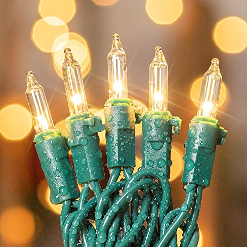 mimigogo White Christmas Lights,13FT 50 Count String Lights with Green Wire
