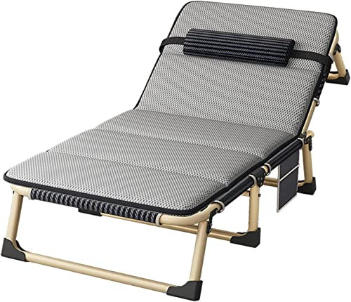übergroß Campingliege, Klappbare Strandliege Gartenliege Sonnenliege mit 4-Fach Verstellbarer Rückenlehne Kopfkissen und Seitentasche bis 200 kg belastbar, 190 x 70 cm (L x B)