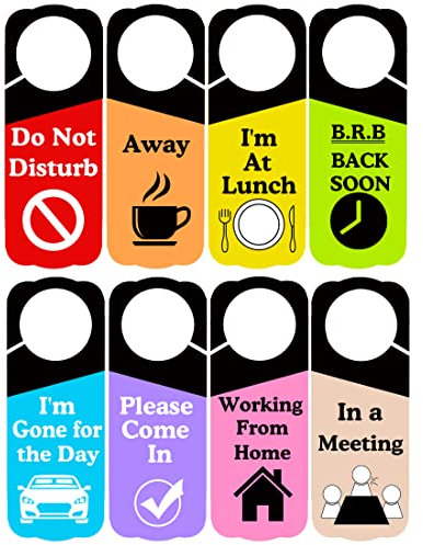 Well tile Cartello da appendere alla porta dell'ufficio o aziendale, 8,9 x 24,9 cm, con scritta Do not Disturb Working from Home Office in a Meeting Away Vacation Out of Office BRB Back Soon