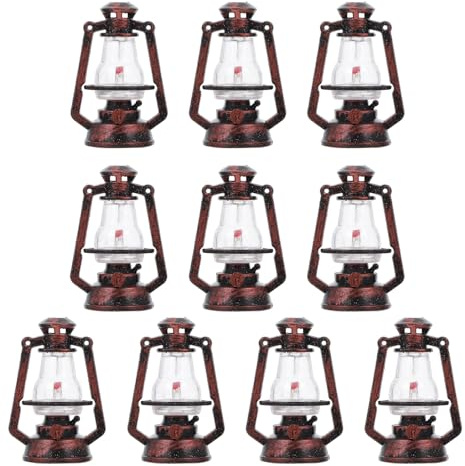 DOITOOL 10 Pcs Miniatur Laterne Vintage Öllampe Hängen Kerosin Laterne Puppenhaus Miniatur für Micro Landschaft Ornamente Dekoration für Party