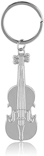 Modischer Schlüsselanhänger für Violine, Schlüsselanhänger, Schlüsselanhänger, Anhänger, silberfarben, Geschenk für Männer und Frauen, mittelgroß, andere Edelsteine, Wie abgebildet, M