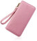 SCJJZ Portefeuille Long Femme avec Fermeture Éclair, Porte-Monnaie, Porte-Carte, Pochette et Sac à Main (Rose)