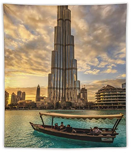 208 Wandtuch Neuheit Wandteppich Langlebig Bettwäsche Für Schlafsaal Party Schlafzimmer Das Höchste Gebäude Der Welt Dubai Travel Dubai City Dubai Architektur 100x150cm