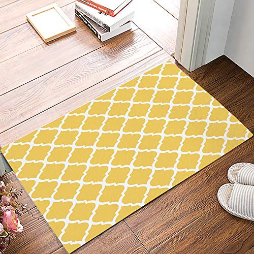 Fußmatte Modernes Marokkanisches Geometrisches Gemustertes Gelb Fußabtreter Pflegeleichte Eingangsteppich Waschbar Carpet Für Badezimmer Schlafzimmer Haushalt 50X80Cm
