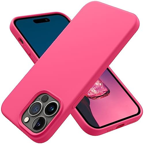 OTOFLY for iPhone 14 Pro Max Case Magnetic Silicone Shockproof Slim Thin Phone Case 6.7 inch (Hot Pink)