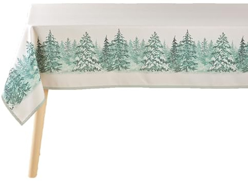 Douceur d'Intérieur, Nappe de Fête Rectangle (150 x 240 cm) Christmas Naturel, Polyester Imprimé