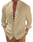NANAMEEI Men's Shirts Casual Grandad Shirt Button Down Long Sleeve Shirts,Khaki,L