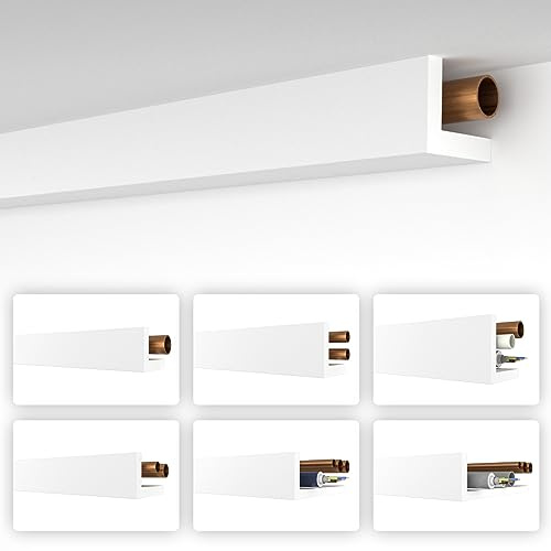 HEXIMO Winkelprofil weiß 1.7 Meter Profile - XPS Abdeckleisten für Heizungsrohre, L-Profil Rohrverkleidung Winkelleiste Modell: HRA-1-25 cm Musterstück