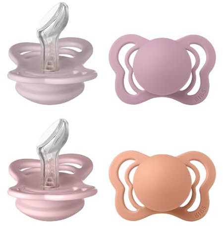 BIBS Couture Soother 4-Pack, BPA Free Dummy Pacifier, Orthodontic Nipple. Silicone, Size 1 (0-6 Months), Heather Mix