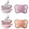 BIBS Couture Soother 4-Pack, BPA Free Dummy Pacifier, Orthodontic Nipple. Silicone, Size 1 (0-6 Months), Heather Mix