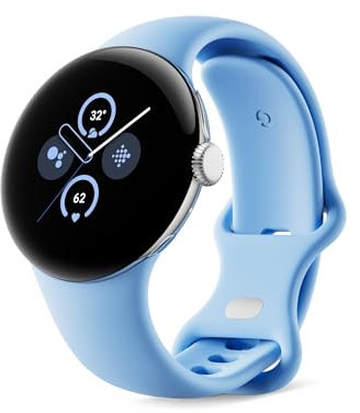Google Pixel Watch 2 mit dem Besten von Fitbit und Google – Herzfrequenz-Tracking, Stress-Management, Sicherheitsfunktionen – Android-Smartwatch – poliertes silberfarbenes Aluminiumgehäuse – aktives