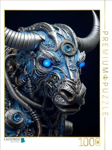 CALVENDO Puzzle Büffel - EIN Cyborg Tier in Verbindung mit Elementen des Steampunk | 1000 Teile Lege-Größe 48 x 64 cm Foto-Puzzle für glückliche Stunden