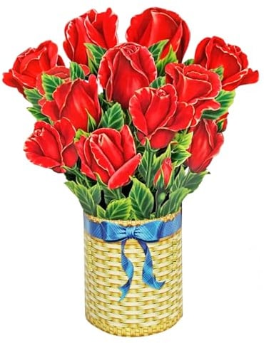 CUTPOPUP Rosenstrauß- Geburtstagskarte Frau, Muttertagskarte Pop-Up, 15.5x20.5cm Blumen 3D geburtstagskarten für Ehefrau, Tochter, ihr Mädchen, Schwester, Mutter (Roses Bouquet SM) US8-67.SMDE