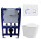 Verona Matt White Wall Hung Rimless Toilet with Soft Close Seat White Glass Sensor Pneumatic Flush Plate 820mm Frame & Cistern