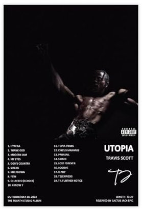 OffsuM Travis Poster, Scott Utopia, Albumcover-Poster, Leinwandposter, Wandkunst, Dekordruck, Gemälde für Wohnzimmer, Schlafzimmer, Dekoration, ungerahmt, 50 x 75 cm, 2 Stück