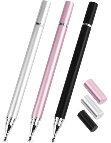 Lot de 3 Stylets 2 en 1 pour écran Tactile compatibles avec Apple iPad, iPhone/Samsung Galaxy Tab et Tous Les appareils tactiles