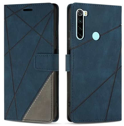 SONWO Cover per Redmi Note 8T, Flip Caso in PU Pelle Case Cover Custodia con Slot per Schede e Supporto Stand per Redmi Note 8T, Blu