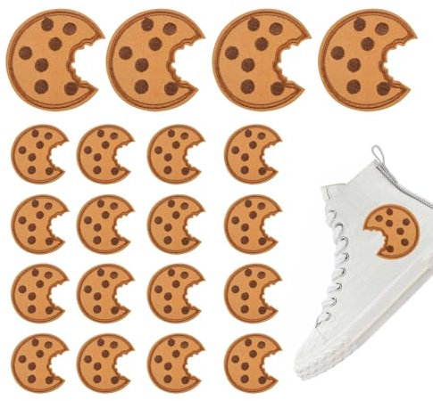 Buerfu Aufnäher Zum Aufbügeln Cookies Kekse Bestickt Stoffaufkleber Dekorative Aufnäher für Kleidung, Selbstklebende Stoffaufnäher, Stickerei-Aufnäher für Kleidung, Kleid, Hut, Jeans, Zubehör