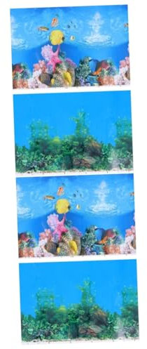 Kisangel 4 Stück Aquarium Hintergrundpapier Aquarium Poster Aquarium-Poster Aquarium Dekorfolie Aquarium Wandtapete Aufkleber doppelseitig Applikationen -Bild 3D Filmpapier