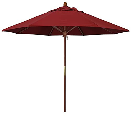 Sombrilla de jardín grande de 2,7 m/2,1 m, sombrilla de mesa de patio al aire libre con poste de madera, sombrilla de mercado para patio, playa, jardín, piscina (color: rojo, tamaño: pequeño - 7 pies
