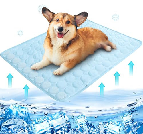Tarwanear Kühlmatte für Hunde Kühldecke Kühlkissen Selbst Kühlende Hundematte Bett rutschfest Weich Geruchlos Hundedecke für Klein Katze/Große Hunde Sommer(Hellblau XXL)