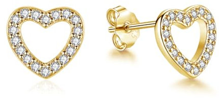 Zolkamery Damen Ohrstecker 925 Sterling Silber, Hypoallergen, Knorpel Schlafen, Gold Herz für Freundin, 8 mm