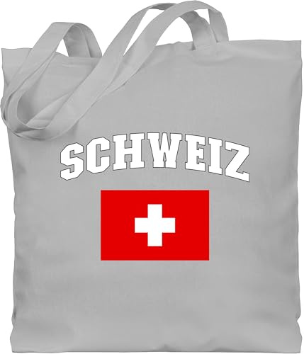 Shirtracer - Baumwolltasche - Fußball EM WM - Taschen - Schweiz Schriftzug mit Flagge | Switzerland