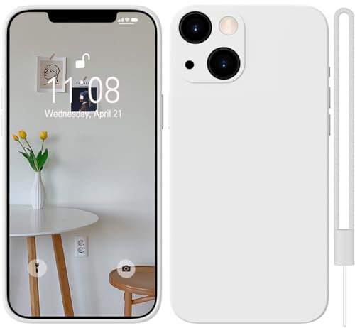 HGH für iPhone 13 Hülle mit Microfiber,Handyhülle für iPhone 13 Kratzfeste Silikon Ultra Dünn Kameraschutz Bumper Cover Case für iPhone 13 6.1 Weiß