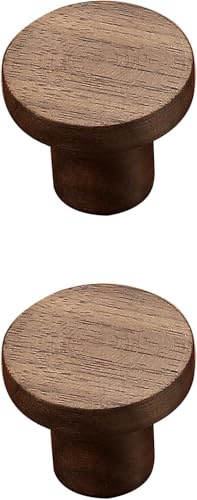 Generisch 2 Stück Holz Küchenschrank und Schubladengriffe, Möbelgriffe mit Schrauben für Schranktür, Möbel, Schubladen, Schlafzimmer, Länge 10,2 cm (B, Single Hole Large)