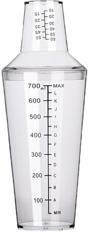 Coctelera, 700 ml PC Juego de coctelera Resistente al calor frío Bartender Mezclador Botella Coctelera transparente Jigger de cóctel con escala para cócteles Mojitos Bebidas de