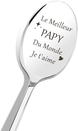 Idee Cadeau Grand pere Cadeau Papi, Cuillere a Cafe en Acier Inox, Cadeau Fete des Grands Peres Cadeau Papy Personnalisé Cadeau Fete des Papy Cadeau Retraite Homme Cadeau Anniversaire Halloween Noel