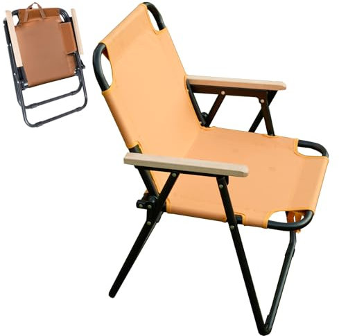 Campingstuhl Faltbar, Klappstuhl Camping, Angelstuhl Faltbar in Camouflage, 225kg Belastbar, Faltstuhl Camping aus Robustem Oxford-Gewebe für Garten, Picknick, Reisen (Orange)