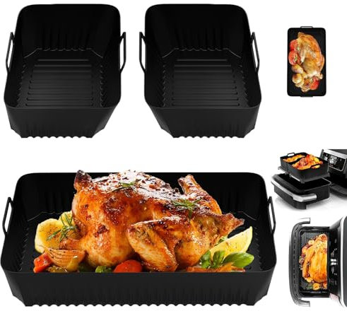 Air Fryer Liner Silicone 10L 5L Air Fryer Liners Foldable 3 PCS Air Fryer Accessories Silicone Air Fryer Liner Repeatable Silicone Liners Compatible with Ninja AF500 Air Fryer